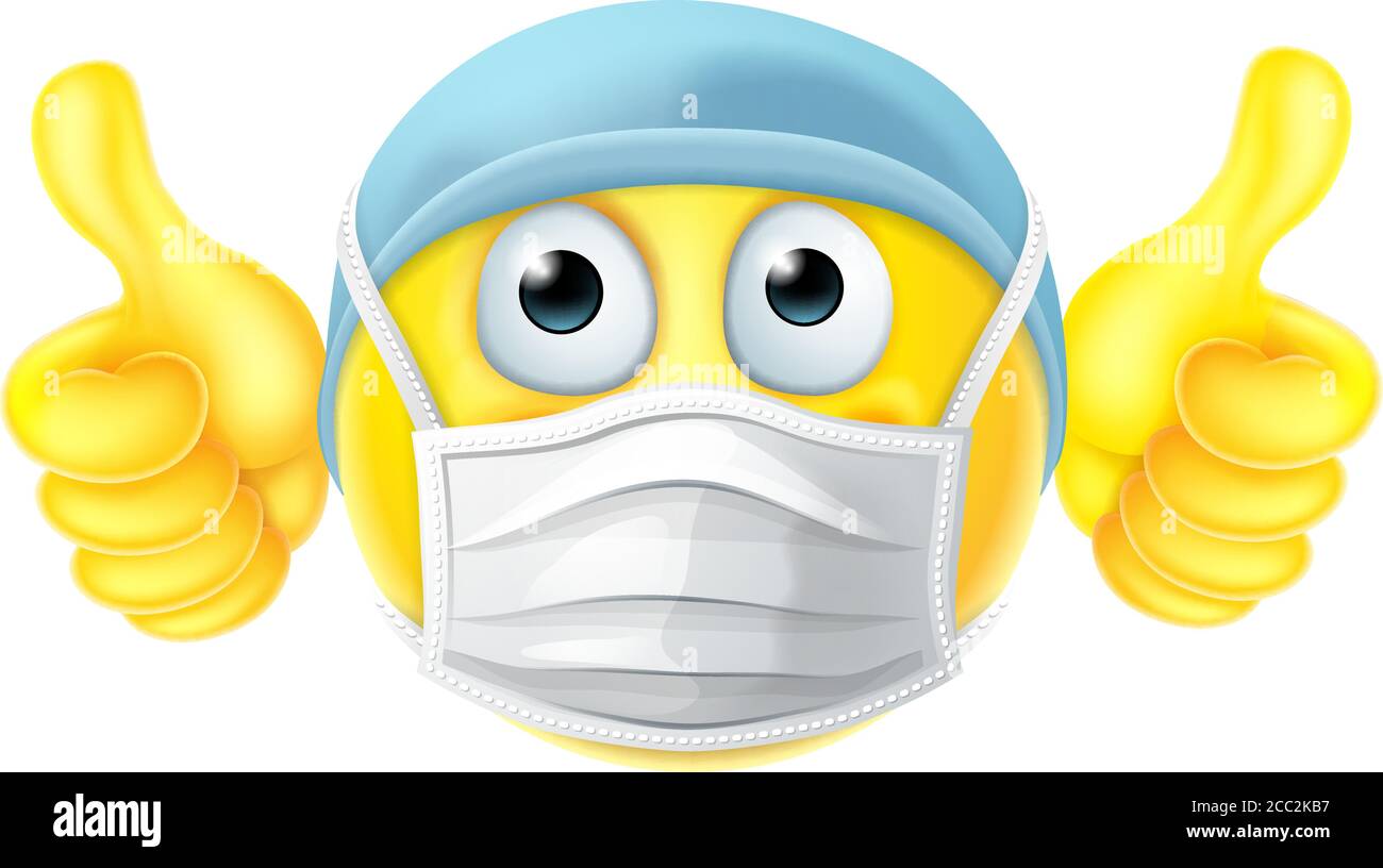 Mask Emoticon Emoji Thumbs Up Ppe Doctor Nurse Stock Vector Image Art Alamy