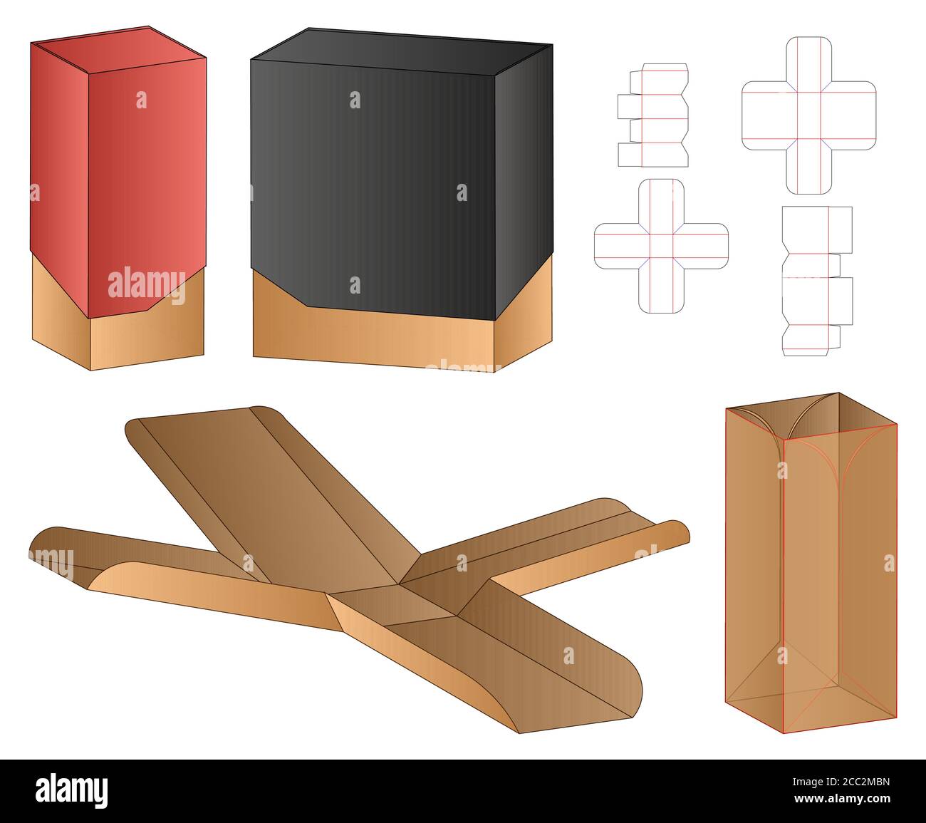 Box packaging die cut template design. 3d mock-up Stock Vector Image ...