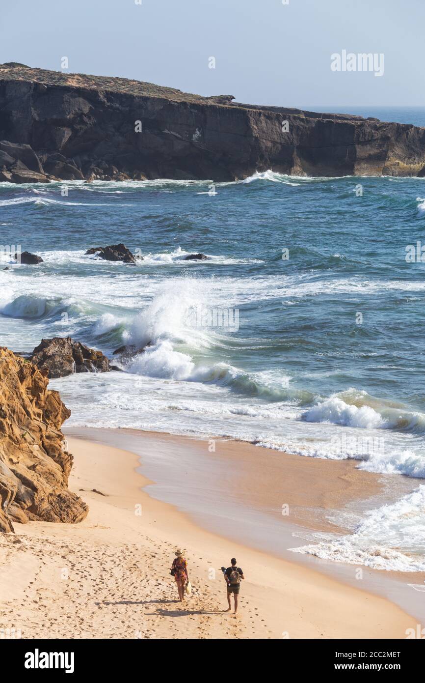 Malhao Beach during the summer days, at Costa Vicentina Stock Photo
