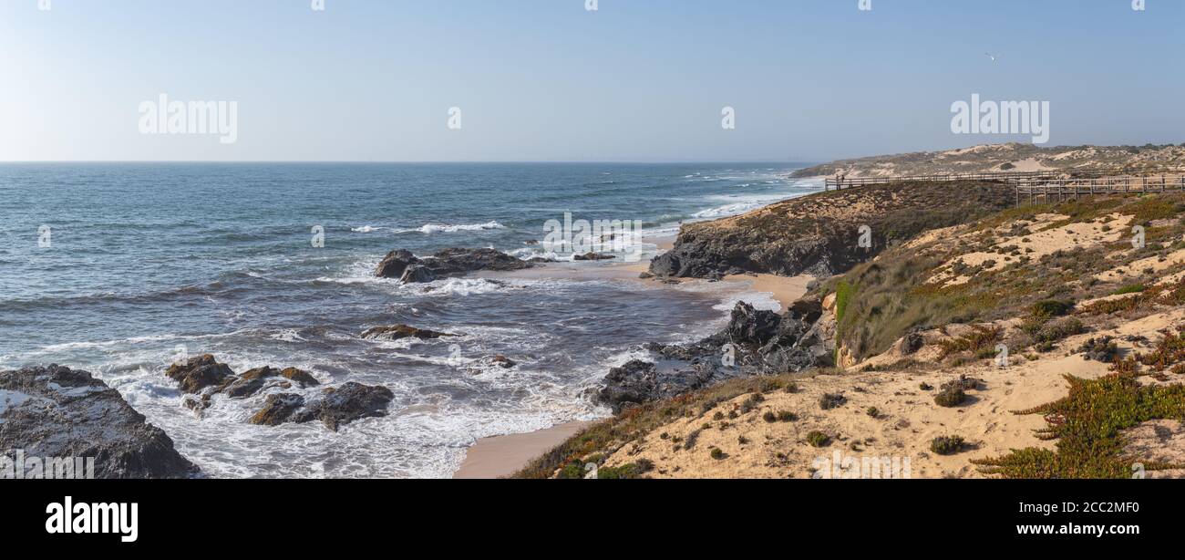 Malhao Beach during the summer days, at Costa Vicentina Stock Photo