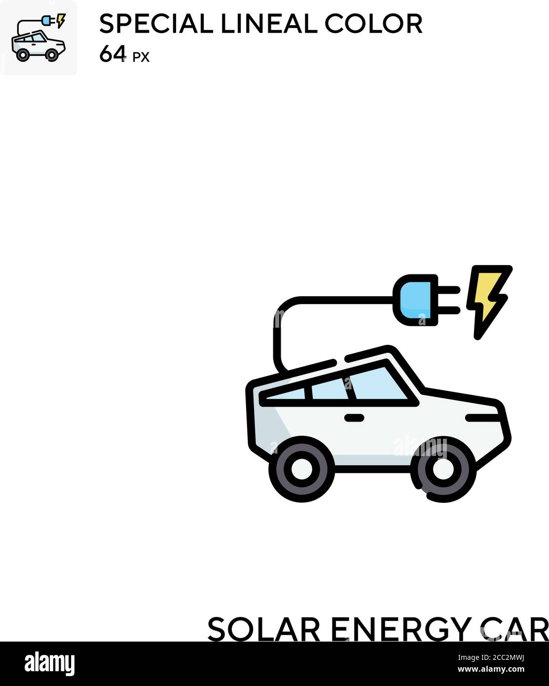 Solar energy car Special lineal color vector icon. Solar energy car ...