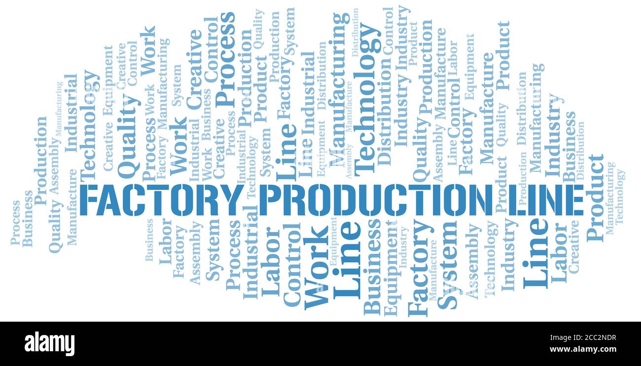 Factory Production Line word cloud create with the text only Stock ...