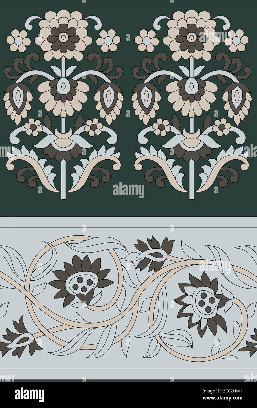 seamless cute floral border pattern on background Stock Vector