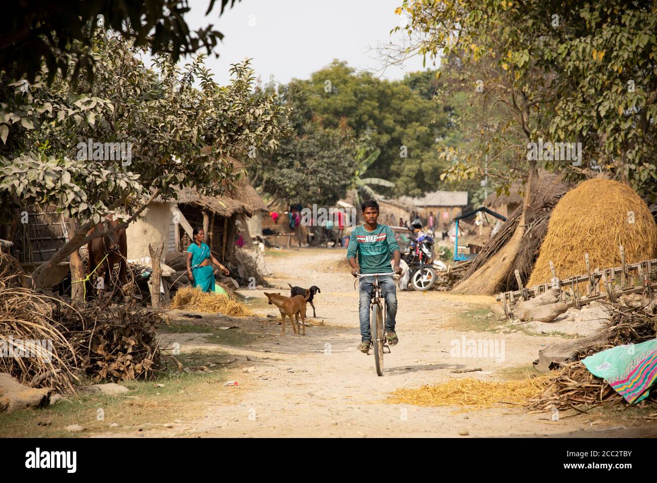 LWR works through the Transboundary Flood Resilience Project to prepare communities in the Naranyi and Koshi river basins for impending floods during the monsoon season and enables them to recover quickly from the shocks to their livelihoods. December 6, 2019 - Nawalparasi District, Province No. 5, Nepal. Photo by Jake Lyell for Lutheran World Relief. Stock Photo