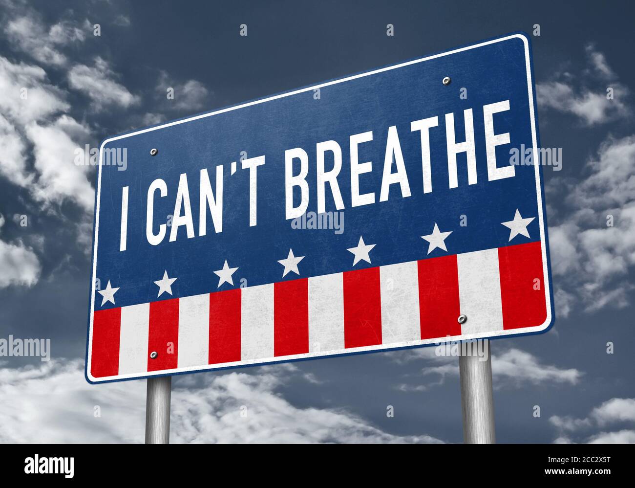 I can not breathe - roadsign message against police brutality Stock Photo