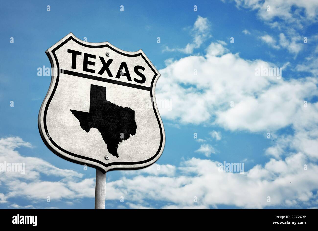 Route 66 Texas map roadsign Stock Photo