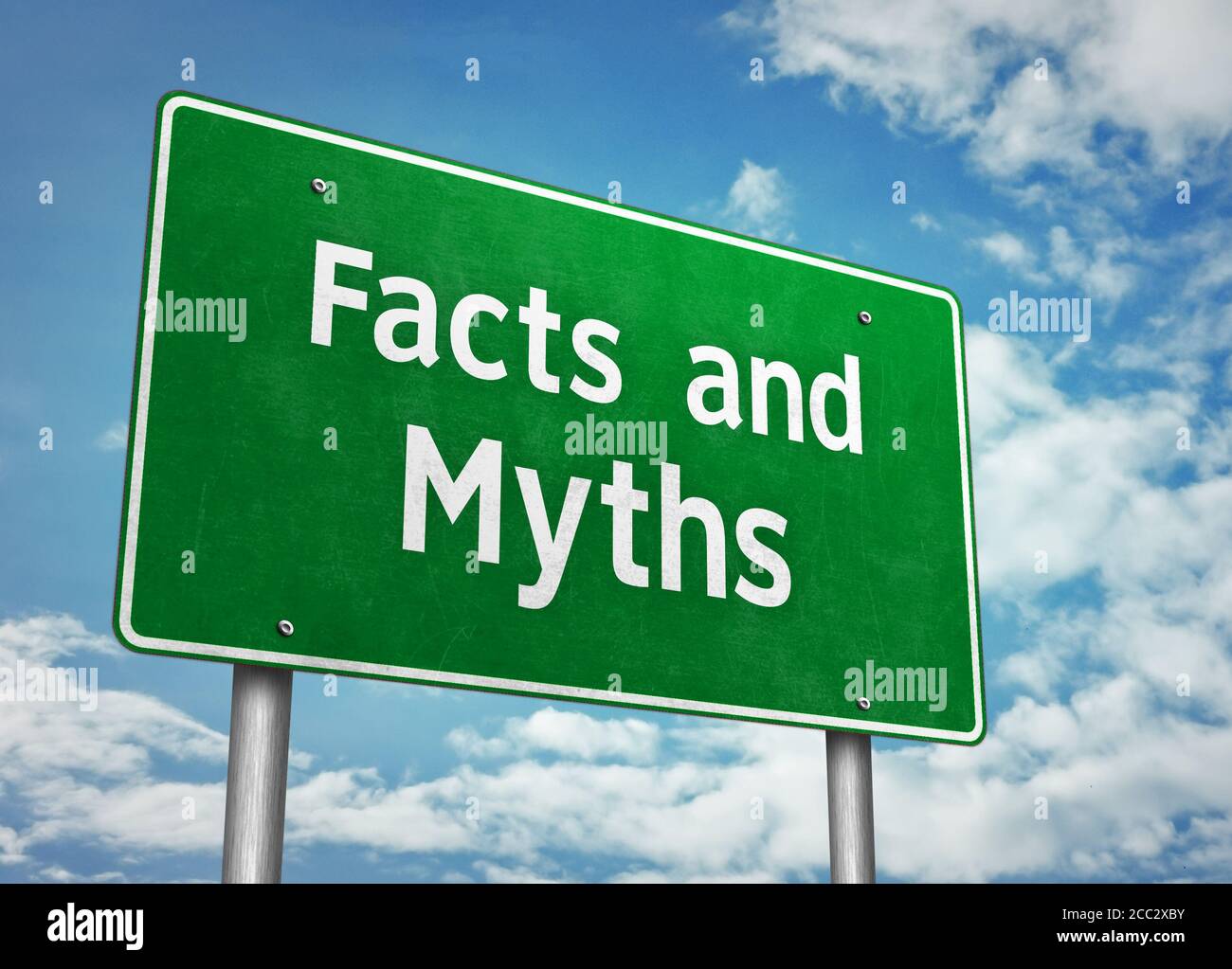 Facts and Myths - roadsign information Stock Photo