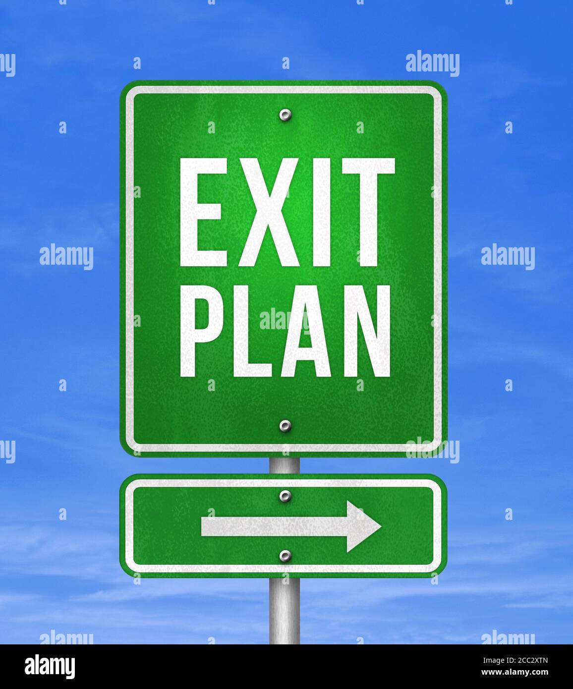 Exit Plan - roadsign message as 3D illustration Stock Photo