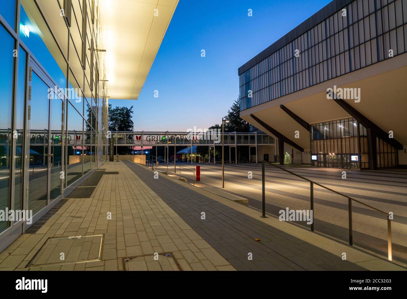 Grugapark, main entrance, Grugahalle, Messe Ost building, Messe Essen, Essen, Germany Stock Photo