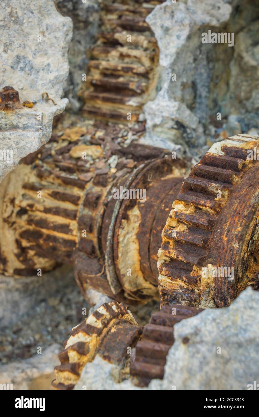 close up of rusty old rusty gear Stock Photo