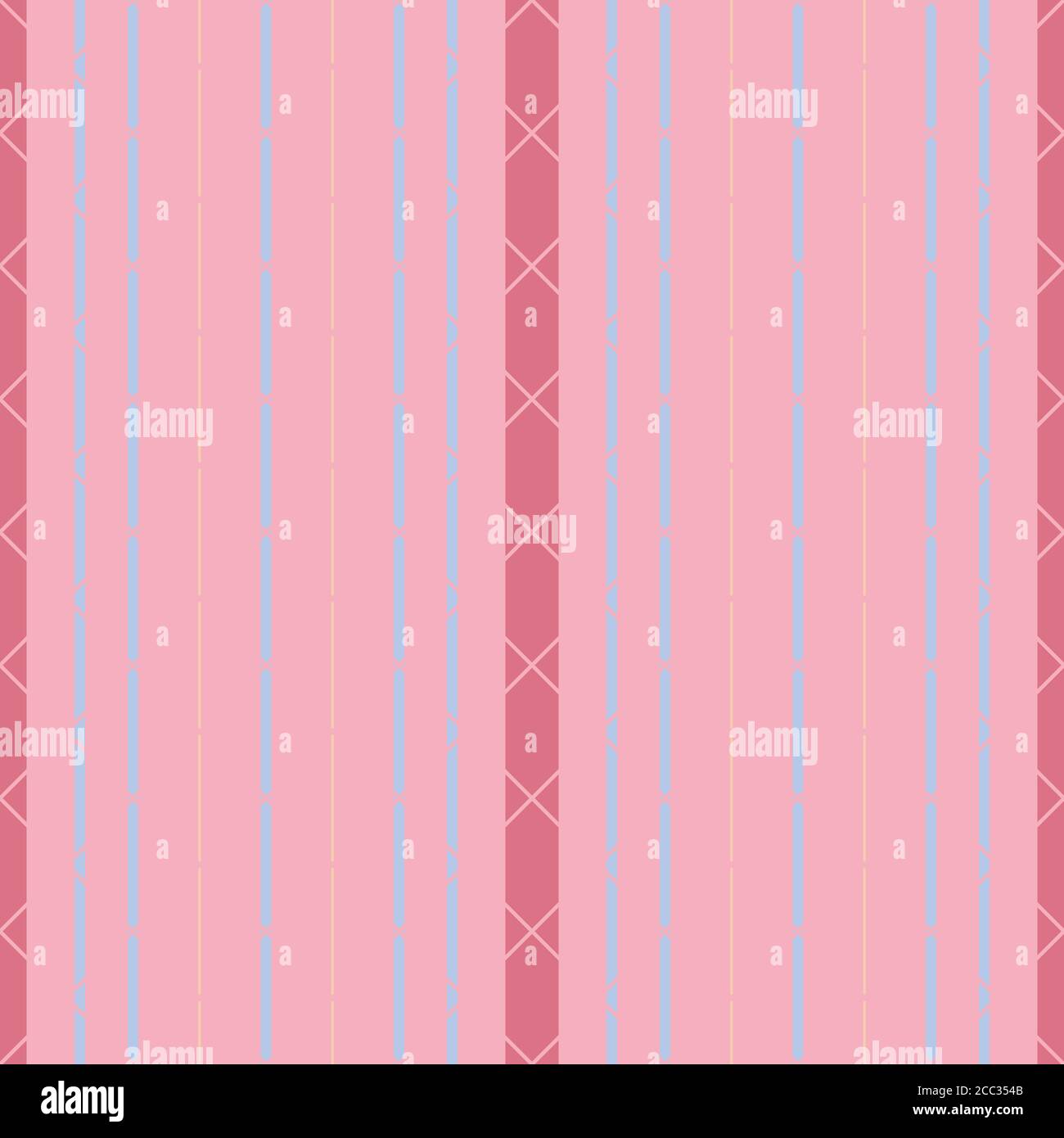 Vector repeat seamless pattern with stripes. Pink and blue color illustration. Stock Vector