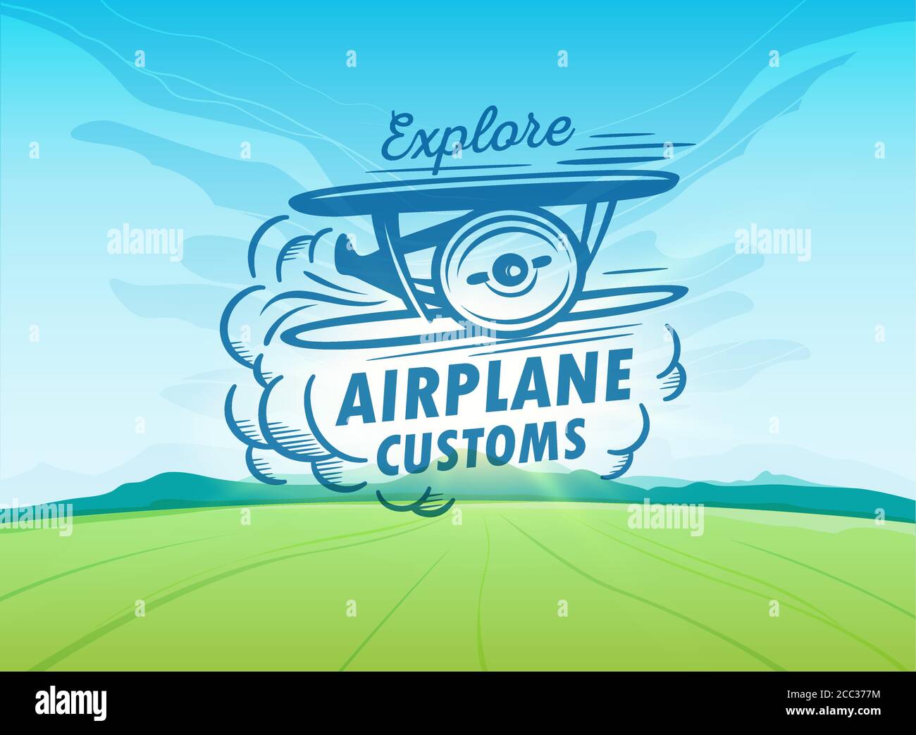 Airplane labels on nature vector background. Vector illustration design graphic element Stock Vector