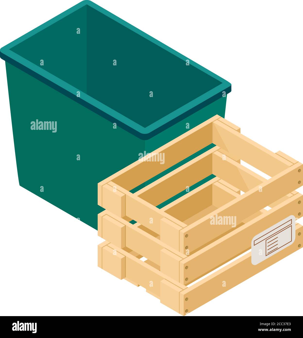 Rectangular container icon, isometric style Stock Vector