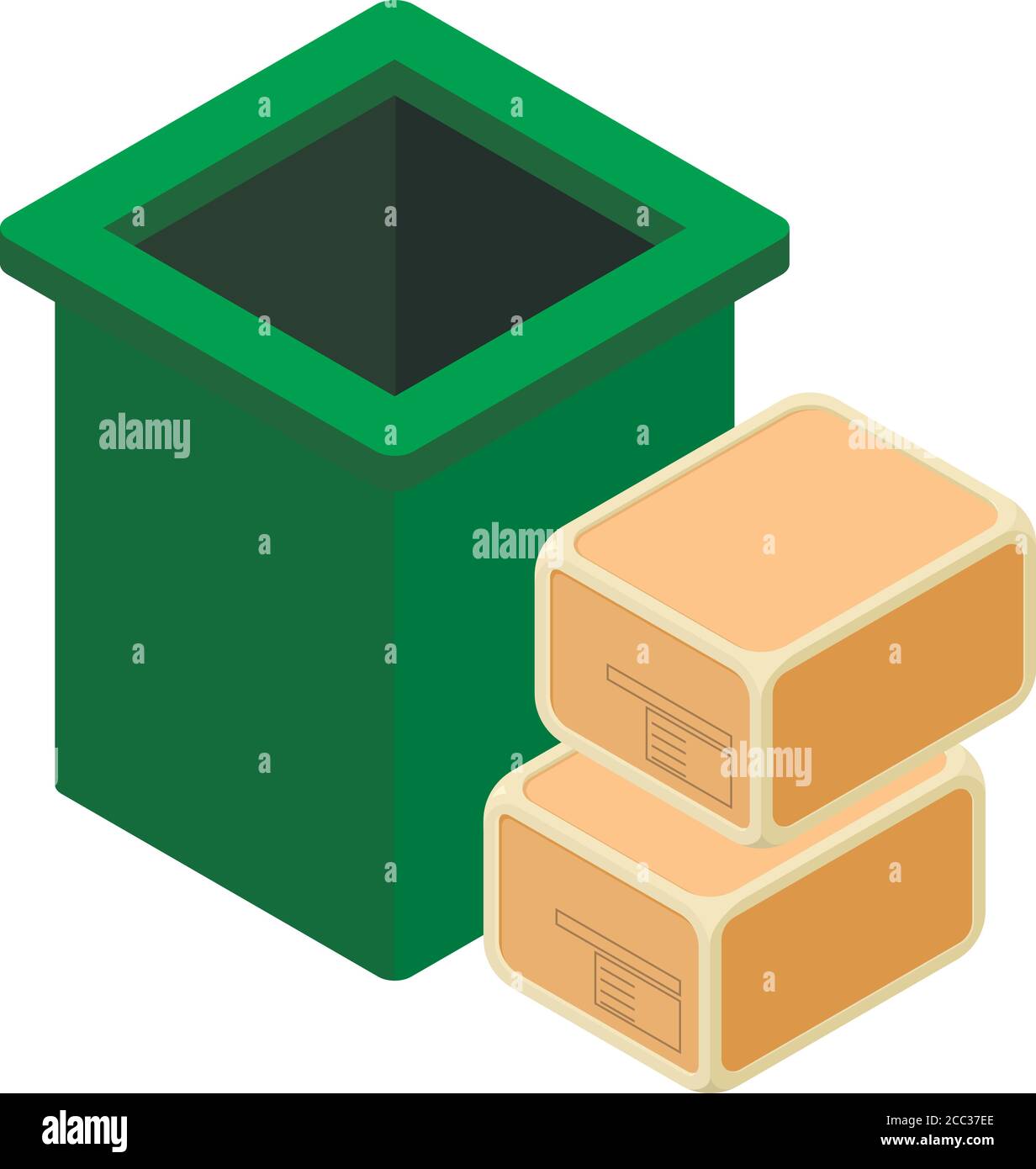 Garbage recycling icon, isometric style Stock Vector