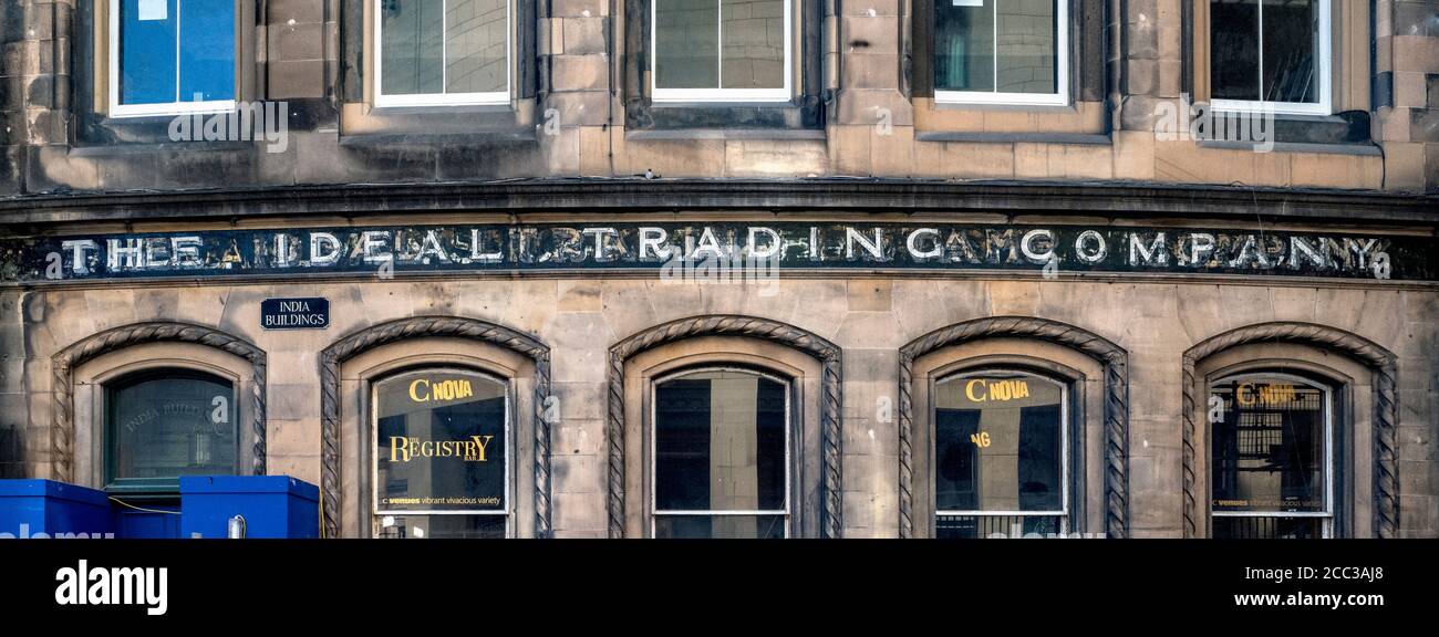 The Ideal Trading Company, Edinburgh Ghost Sign, Scotland, UK. Stock Photo