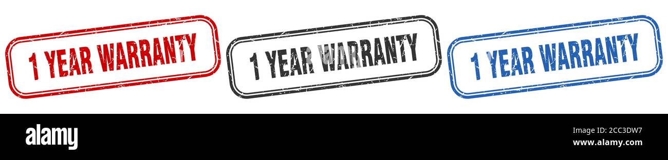1 year warranty square isolated sign set. 1 year warranty stamp Stock ...