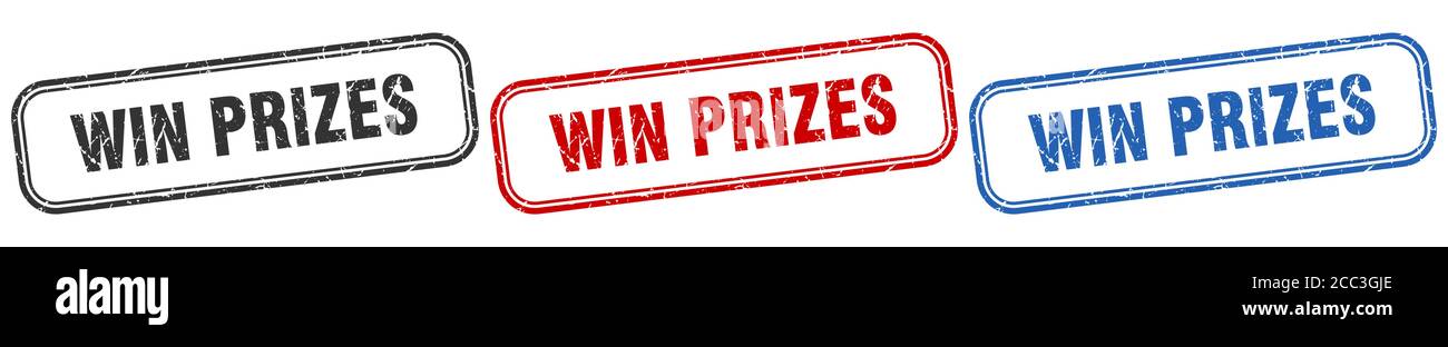 win prizes square isolated sign set. win prizes stamp Stock Vector ...