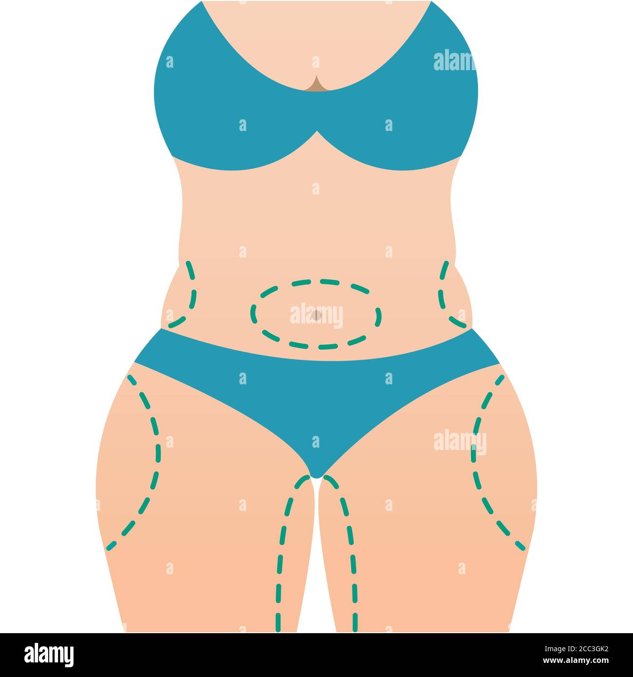 Plastic surgery body icon in flat style Stock Vector