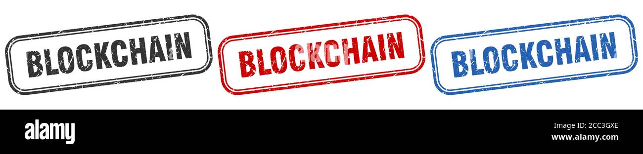 blockchain square isolated sign set. blockchain stamp Stock Vector