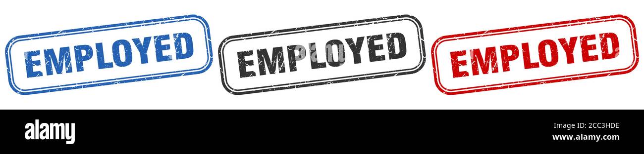 employed square isolated sign set. employed stamp Stock Vector