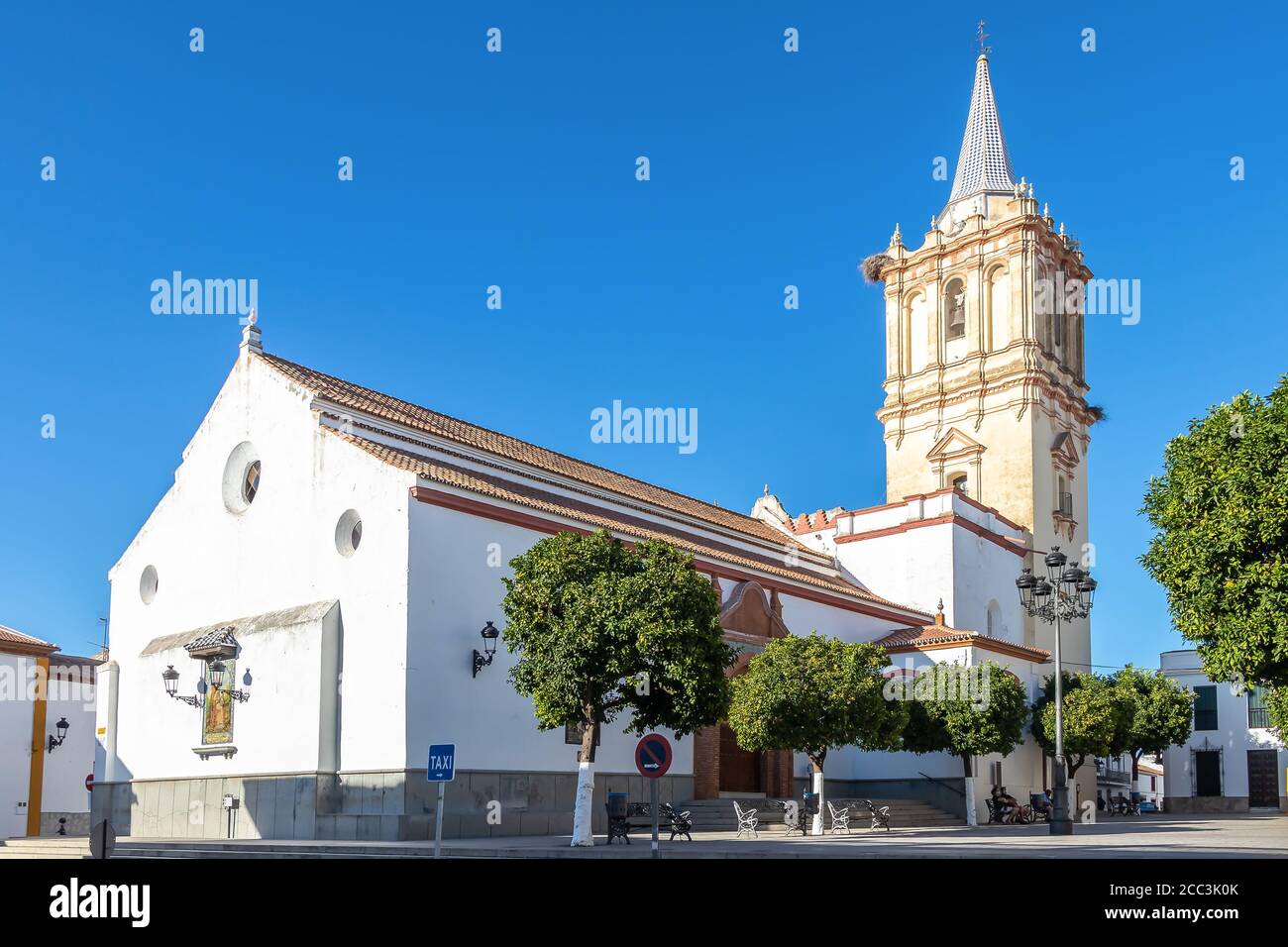 Parish of San Bartolome Apostol in the town of Beas, Huelva, Andalucia, Spain Stock Photo