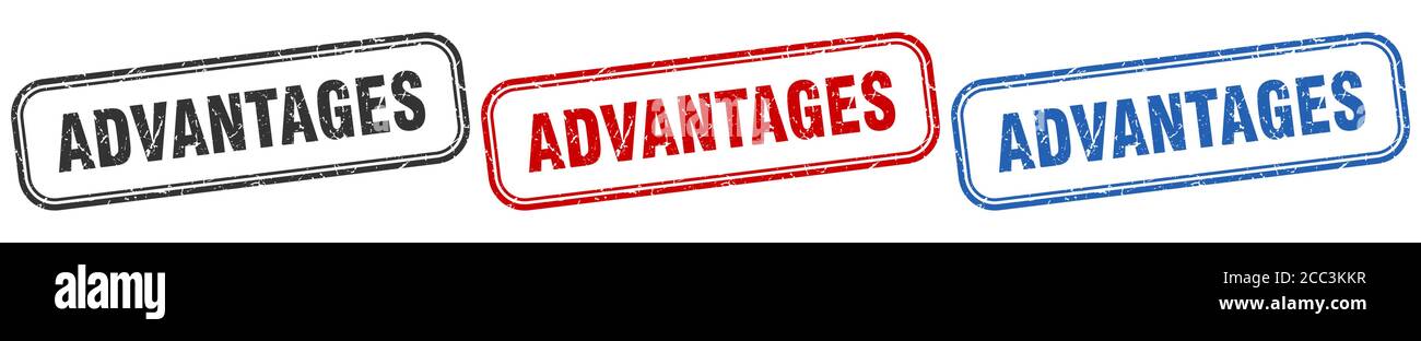 advantages square isolated sign set. advantages stamp Stock Vector ...