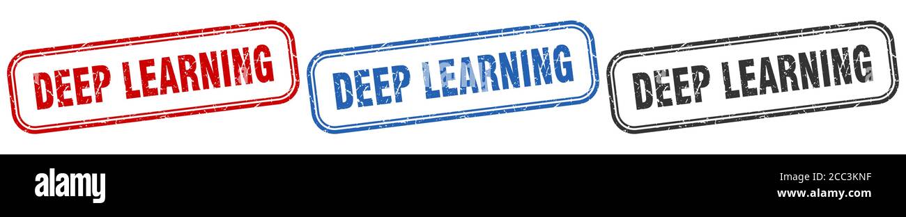 deep learning square isolated sign set. deep learning stamp Stock Vector