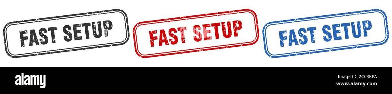 fast setup square isolated sign set. fast setup stamp Stock Vector