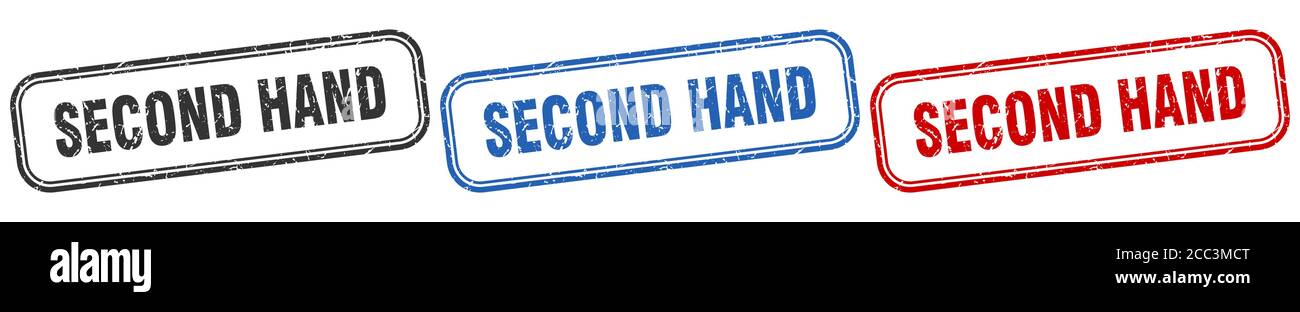 second hand square isolated sign set. second hand stamp Stock Vector