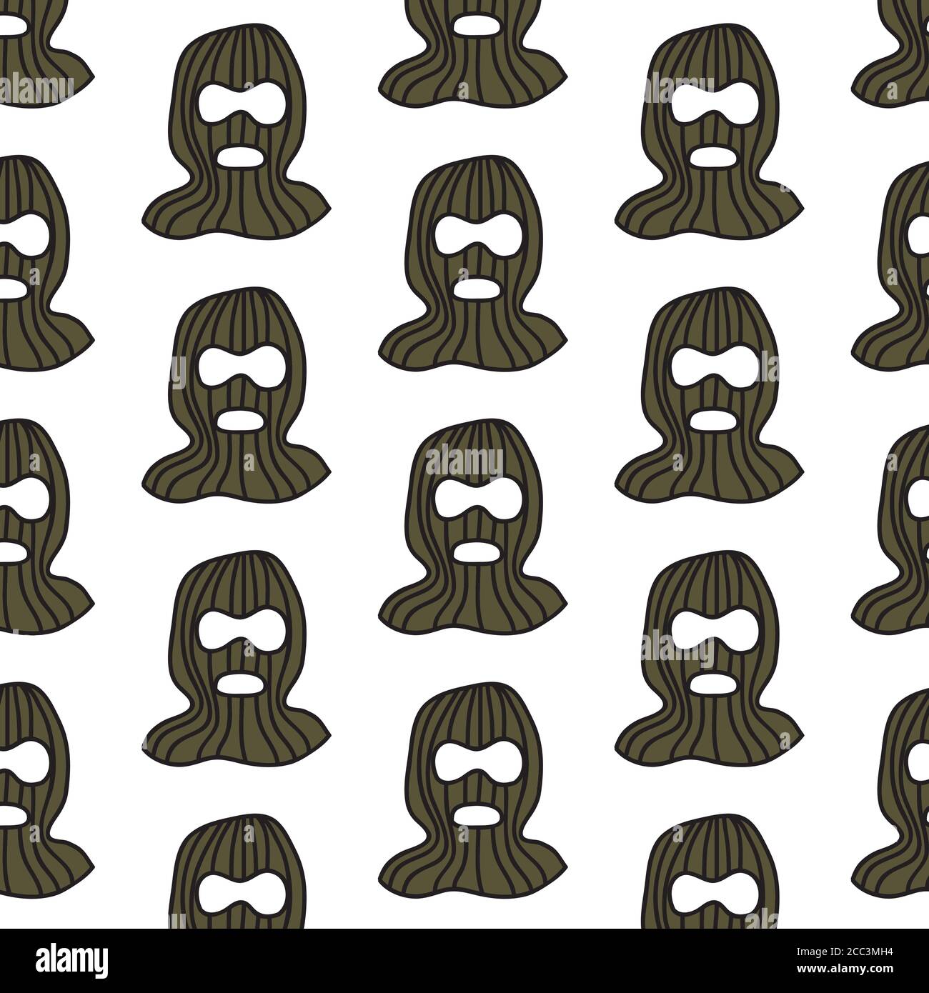 balaclava hat seamless doodle pattern, vector illustration Stock Vector