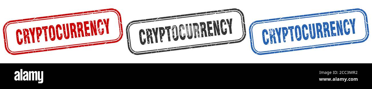 cryptocurrency square isolated sign set. cryptocurrency stamp Stock Vector