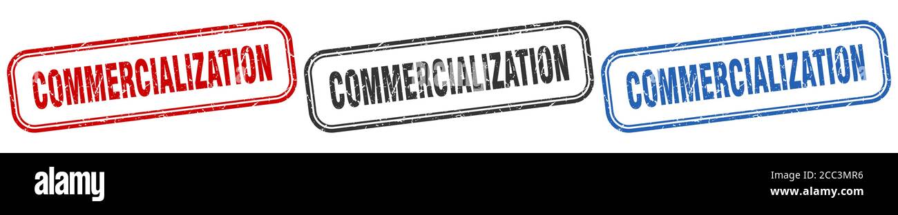 commercialization square isolated sign set. commercialization stamp Stock Vector