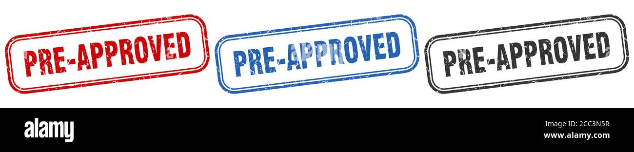 pre-approved square isolated sign set. pre-approved stamp Stock Vector