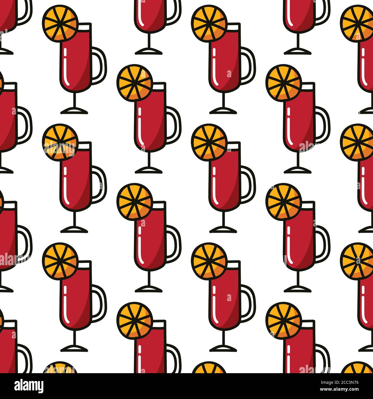 mulled wine seamless doodle pattern, vector illustration Stock Vector
