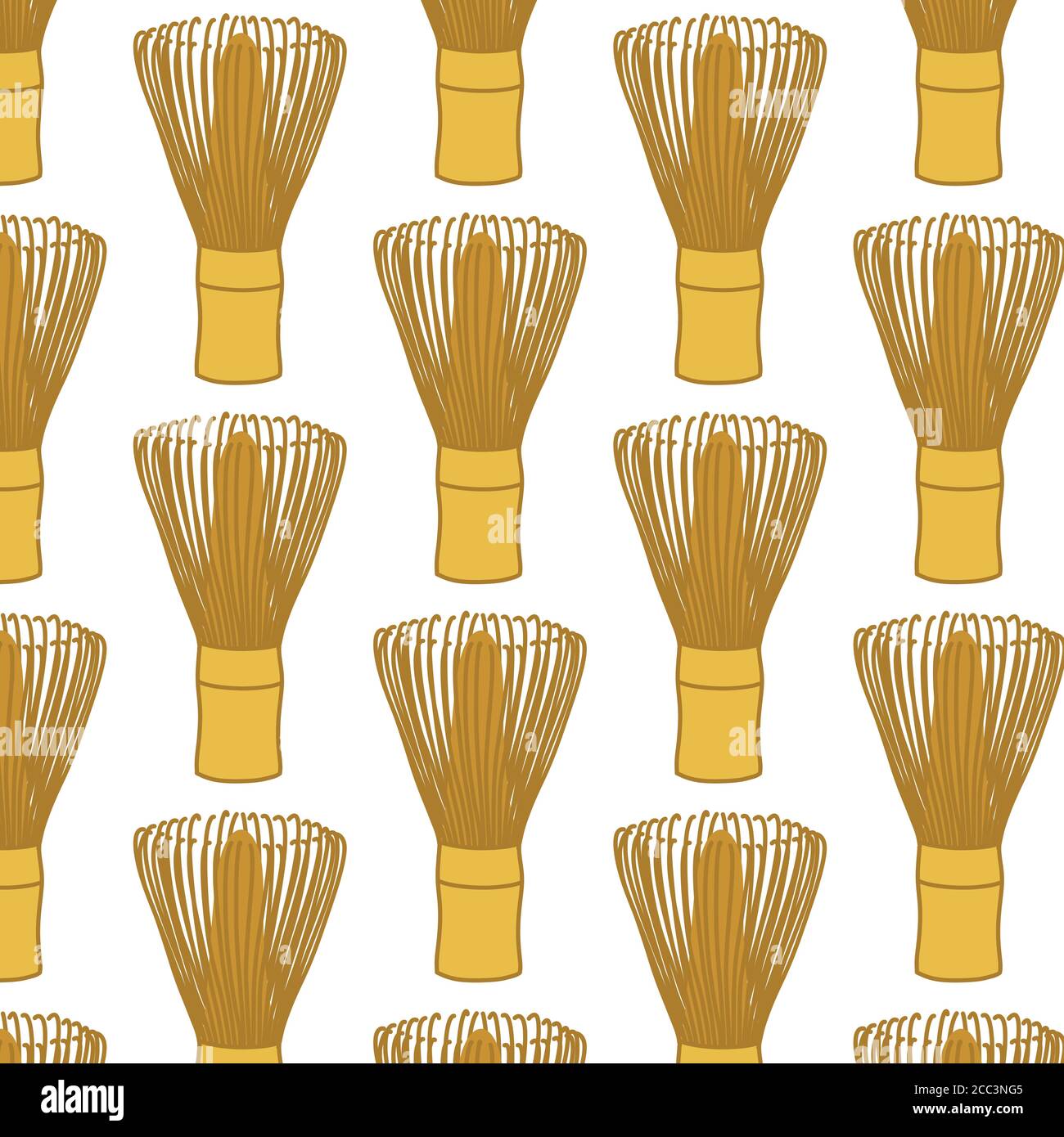 whisk for matcha tea seamless doodle pattern, vector illustration Stock Vector