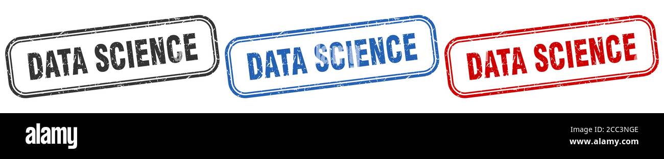 data science square isolated sign set. data science stamp Stock Vector