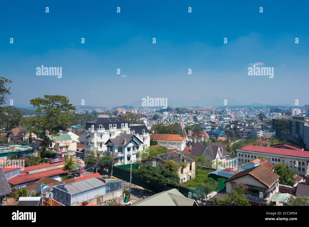 Dalat, Vietnam - Dalat City view from Crazy House. a famous tourist spot in Dalat, Vietnam. Stock Photo