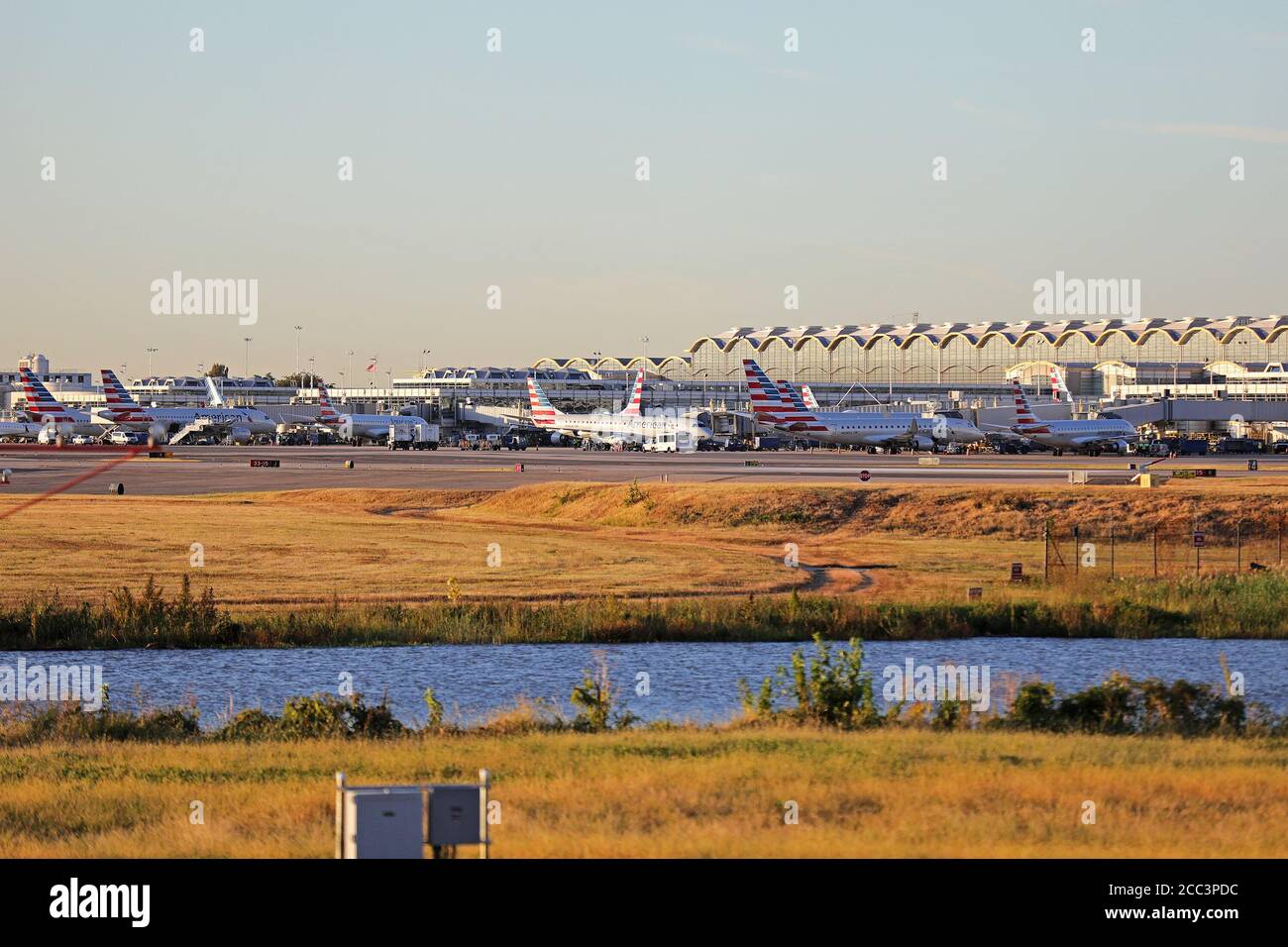 Ronald Reagan Washington National Airport from Gravelly Point Stock Photo