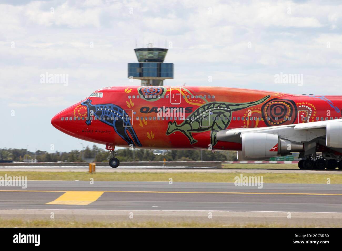 Qantas Boeing 747 VH-OEJ 'Wunala Dreaming' at Sydney Airport Stock Photo