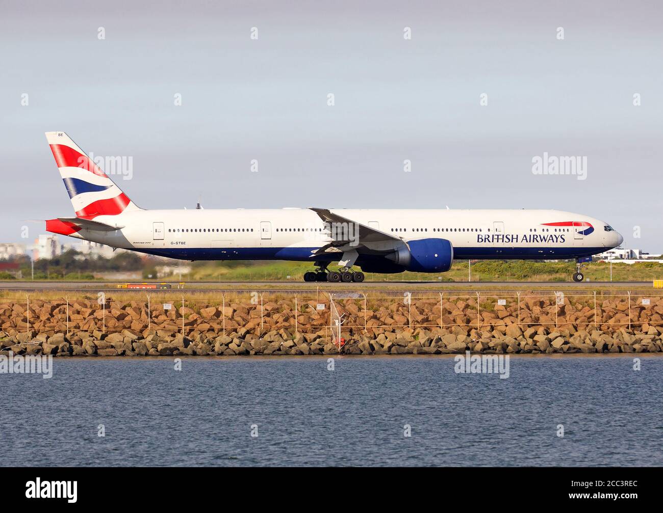 British Airways Boeing 777 departing Sydney Stock Photo