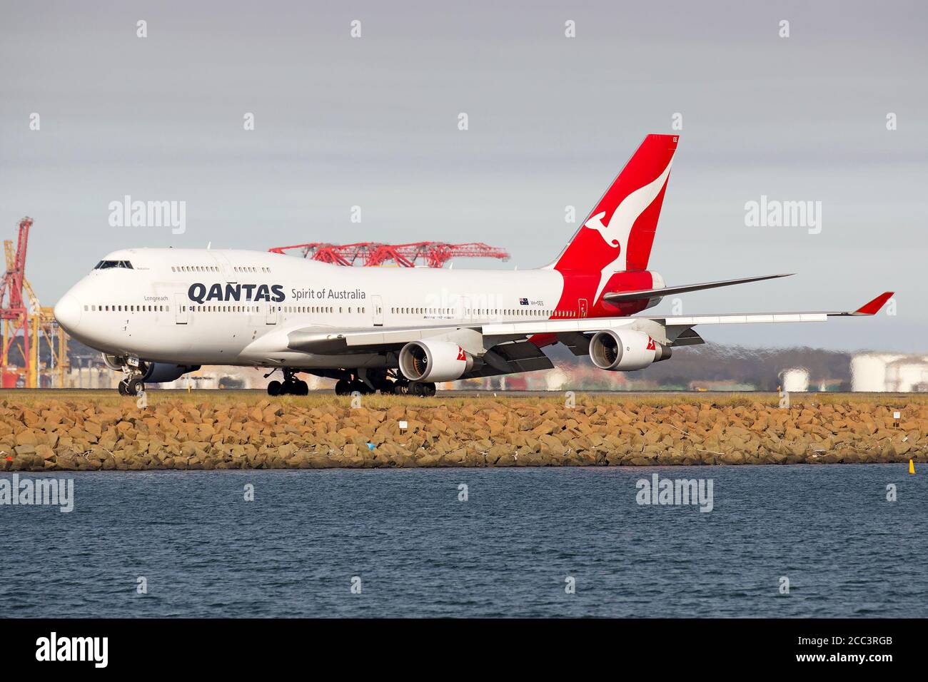 Qantas Boeing 747-400 at Sydney Airport Stock Photo