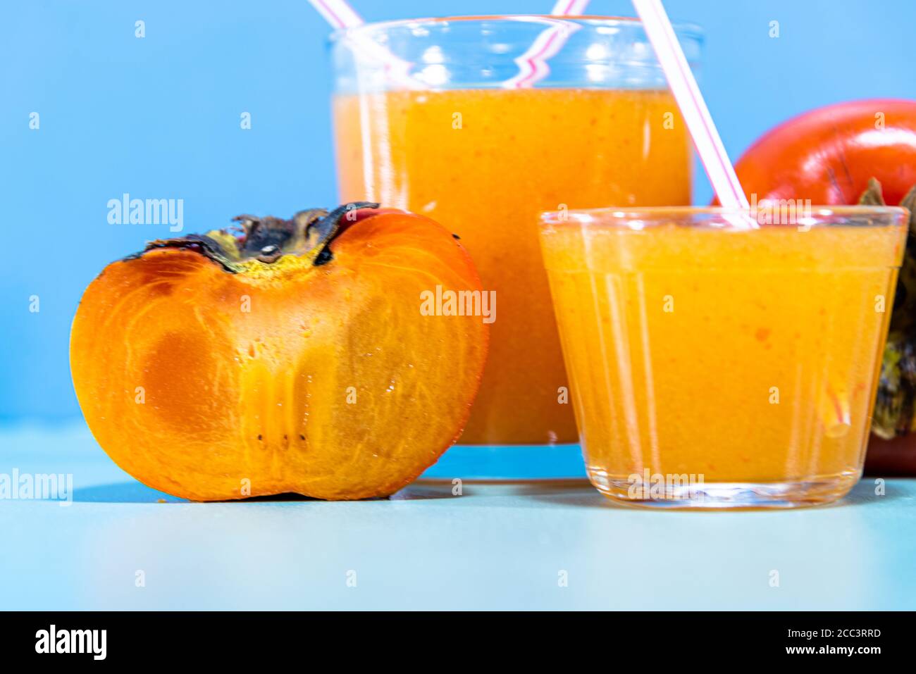 Persimmon Fruit Juice Diospyros Kaki L Edible Fruit Drink Rich In Fiber Detox Diet Natural Food Fruit Source Of Protein Carbohydrates Potass Stock Photo Alamy