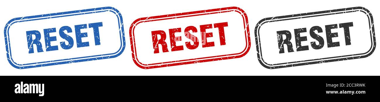 reset square isolated sign set. reset stamp Stock Vector