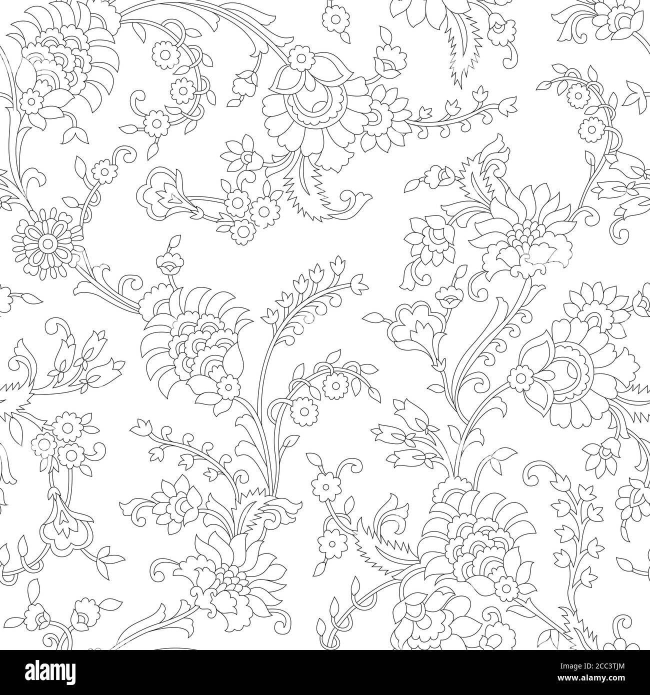 traditional indian paisley pattern on out line Stock Vector
