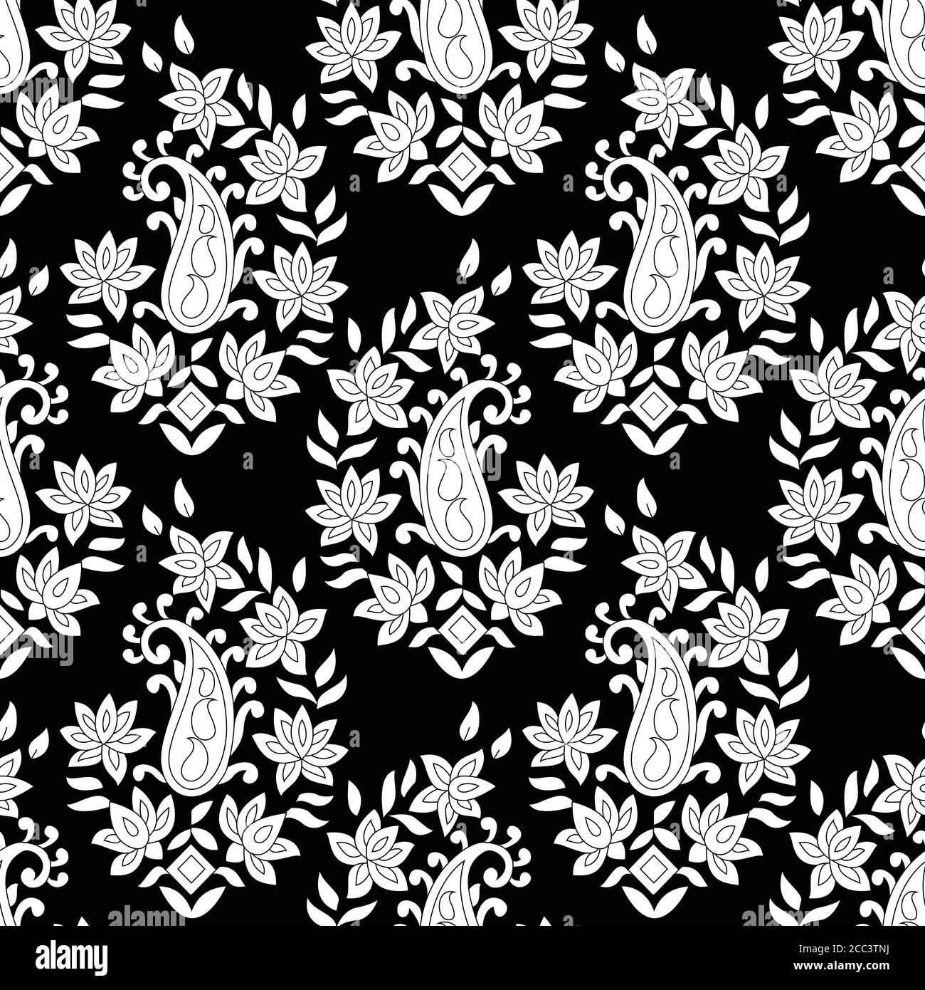 Geometric flower Design pattern on black and white background Stock Vector