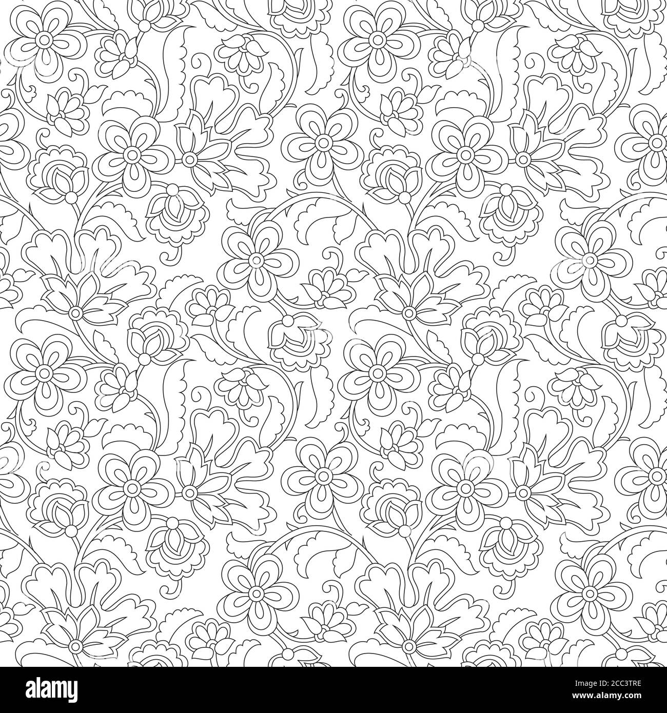 traditional indian paisley pattern on outline Stock Vector