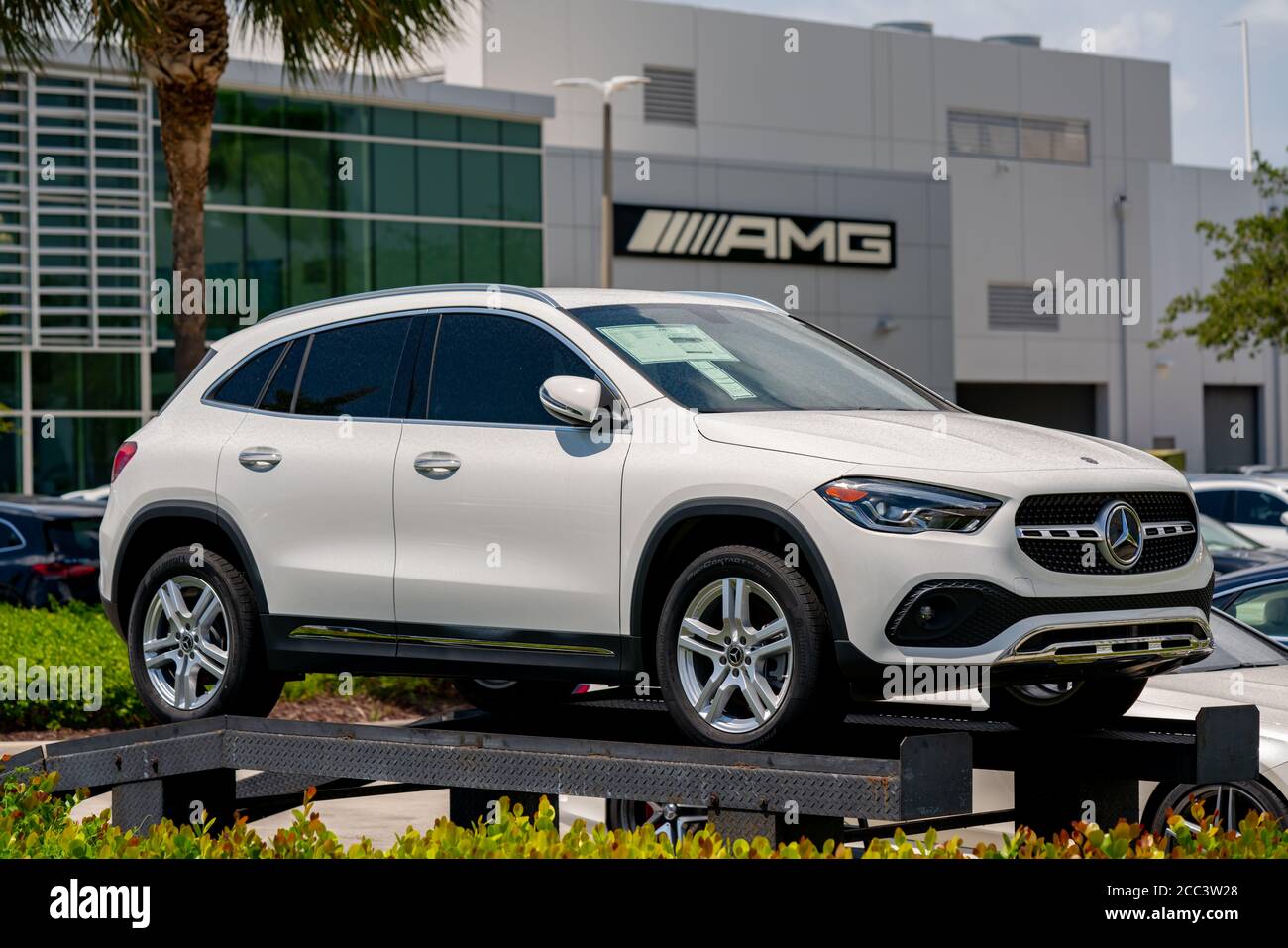 Photo of a new Mercedes SUV for sale at a dealership Stock Photo Alamy