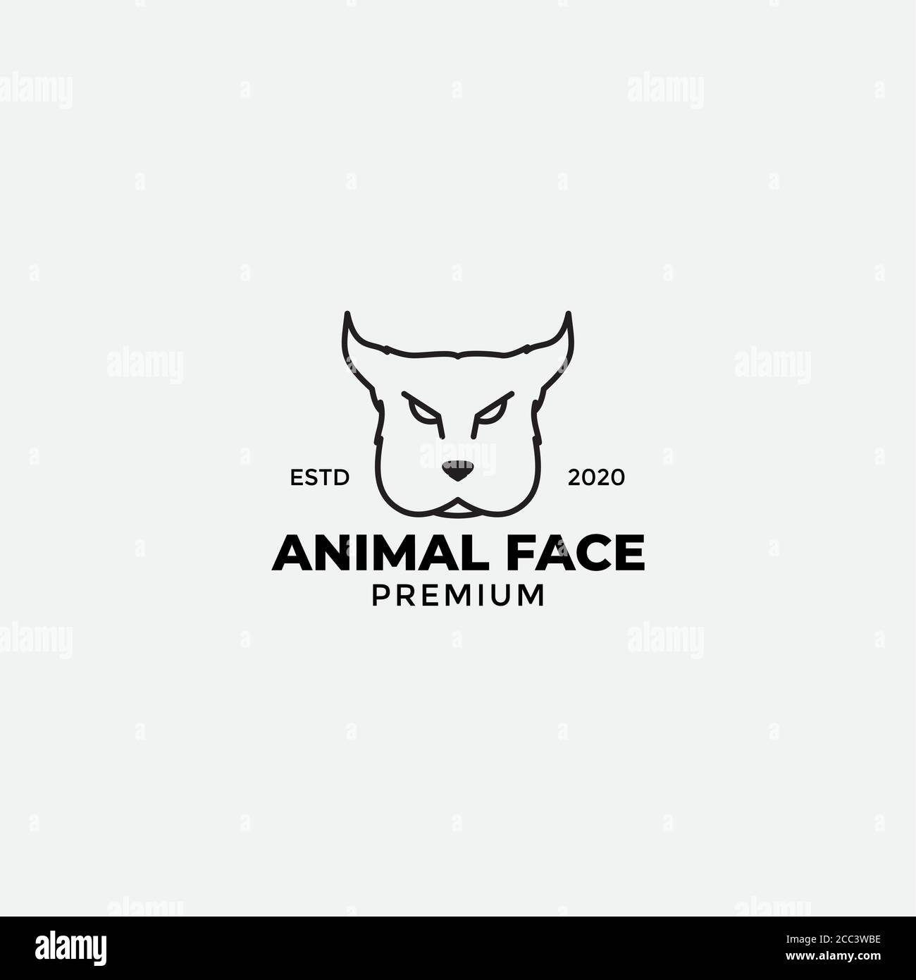 angry dog face  line American Staffordshire Terrier logo design Stock Vector