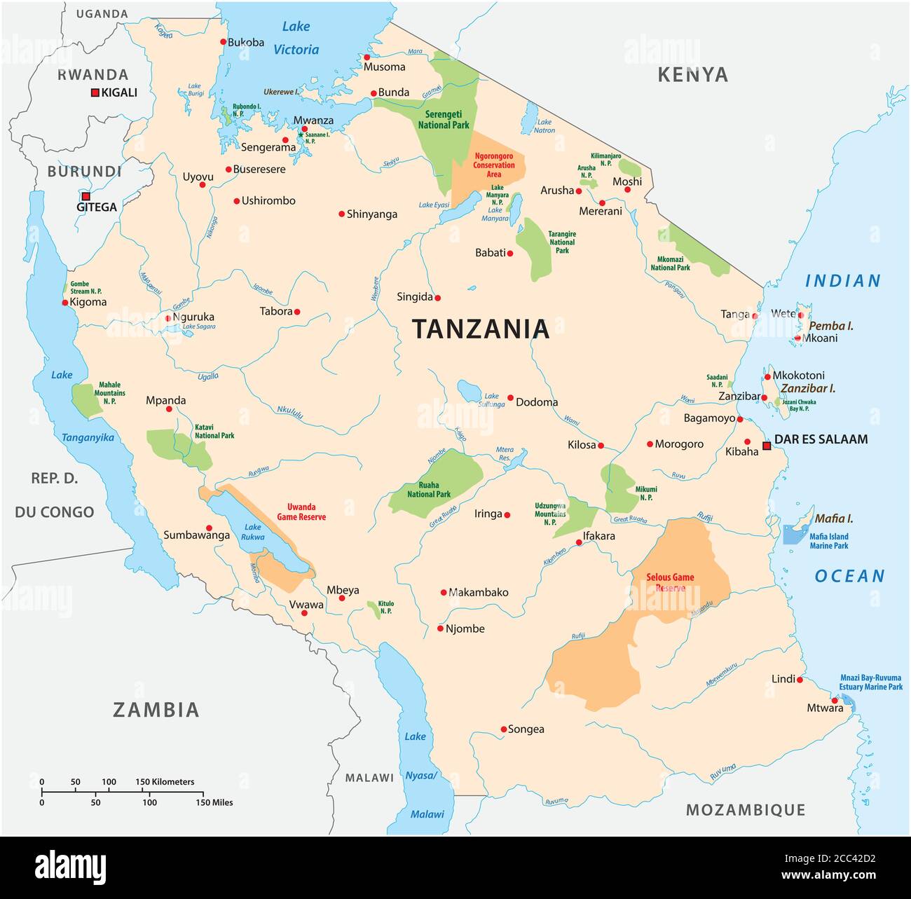 National Parks In Tanzania Map National Park Vector Map Of The East African State Of Tanzania Stock Vector  Image & Art - Alamy