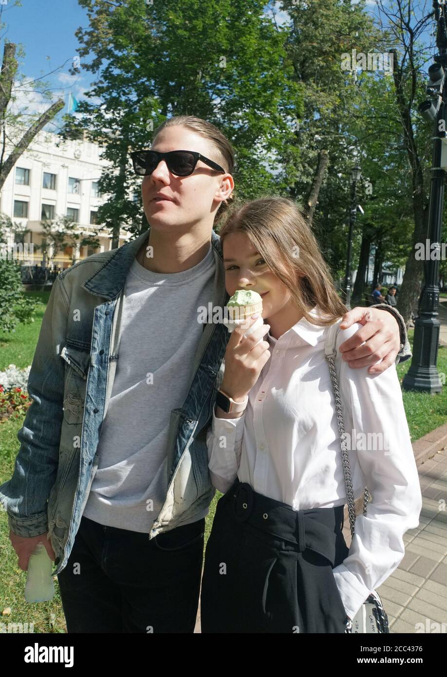 August 17, 2020. - Russia, Moscow. - The opening of a photo exhibition ...